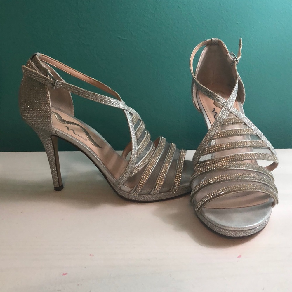 Silver Strappy Heels